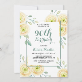 Convites Branca Chic Rose Eucalyptus Greenerse 90 Birthday