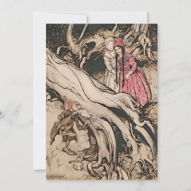 Convites Branca de Neve e Vermelho Rosa por Arthur Rackham (Frente)