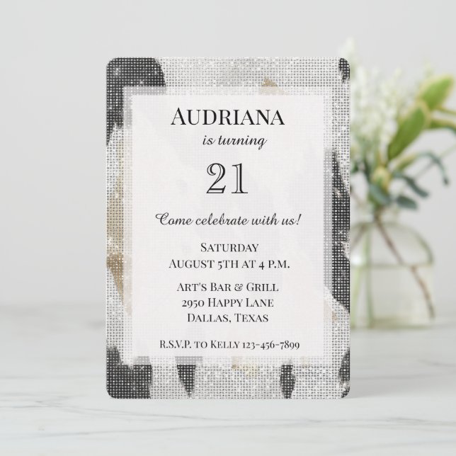 Convites Branca Dourada Branca Branca de Cabra Negra (Em pé/Frente)