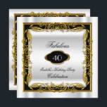 Convites Branca Dourada, Fabulosa 40ª Aniversário Elegante<br><div class="desc">Elegante preto branco e Dourado, Fabulosa 40, 40ª Festa de aniversário de elite, 50ª Festa de aniversário. Festa de aniversário Dourada de elite com camada de ouro floral. Convite de festas Elegante de Celebração. Personalize com seus próprios detalhes e idade. Personalize com seus próprios detalhes e idade. Modelo para Sweet...</div>