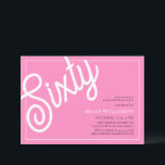Convites Branca e Rosa Branca 60º aniversário<br><div class="desc">Elegante Rosa Diversão e White Script 60º Convite de Aniversário Seus convidados saberão que esta será uma festa especial apenas olhando para este convite!</div>