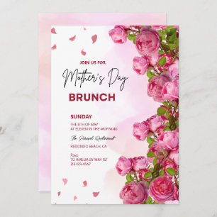 Convites Branca Floral Cor Flórida Dia das Mães Brunch