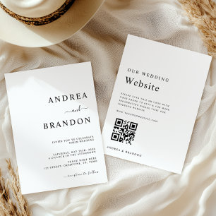Convites Branca Mínima Moderna, Tudo em Um Casamento