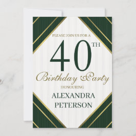 Convites Branca Moderna E Dourada Greve Aniversário