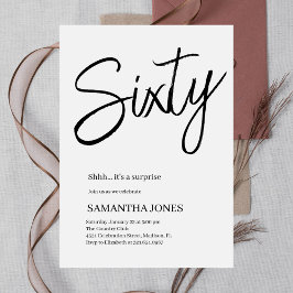 Convites Branca Moderna e Festa de aniversário Negra 60