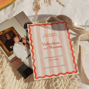 Convites Branca Moderna Rosa e Casamento Vermelho Salve a d