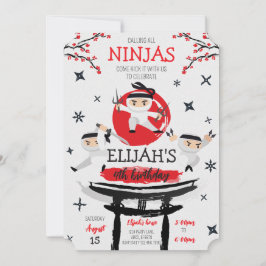 Convites Branca Ninja Warrior Artes Marciais Aniversário