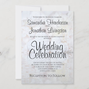 Convites Branca Refletindo Flores de Peônias e Casamento de