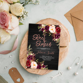 Convites Branca-Rosa-Rosa-Rosa-Negro-Doce-Dezesseis Anivers