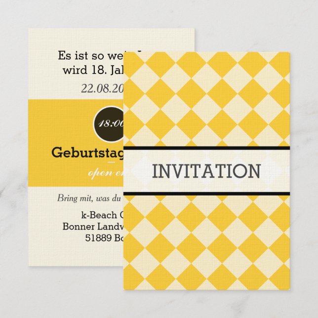 Convites Branco, Amarelo, preto (Frente/Verso)