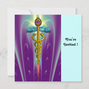 Convites Branco-ametista azul violeta CADUCEUS