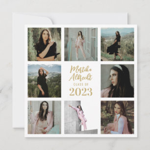 Convites Branco clássico e simples Graduação de fotos