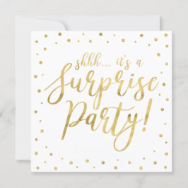 Convites Branco e Dourado | Festa de Aposentadoria Surpresa