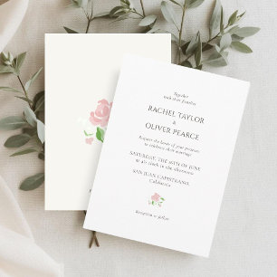 Convites Branco e Marfim Floral de Aquarela Chic para Cas