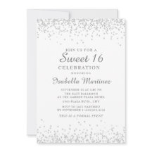 Branco Elegante com Brilho Prateado Sweet 16