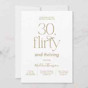 Convites Branco elegante comum e aniversário de 30 anos Dou