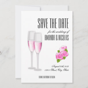 Convites Branco elegante moderno Save The Date Casamento I