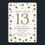 Convites Branco & festa de aniversário Dourado do doce 13<br><div class="desc">Branco & convites de festas de aniversários Dourados do doce 13 dos pontos do brilho.</div>