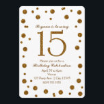 Convites Branco & festa de aniversário Dourado do doce 15<br><div class="desc">Branco & convites de festas de aniversários Dourados do doce 15 dos pontos do brilho.</div>