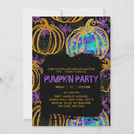 Convites Branco | Glitter Pumpkin Halloween