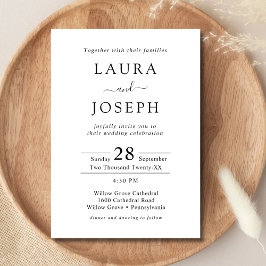 Convites Branco Mínimo Personalizado Tudo Em Um Casamento