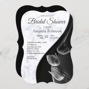 Convites Branco moderno - Abstrato preto mármore