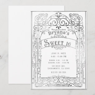 Convites Branco & Prata Deco Vitoriano Vintage Doce 16