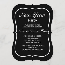 Convites Branco preto minimalista moderno de ano novo