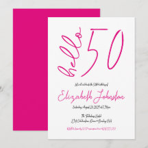 Branco Preto Rosa Qu quente Olá 50 Fabuloso Aniver