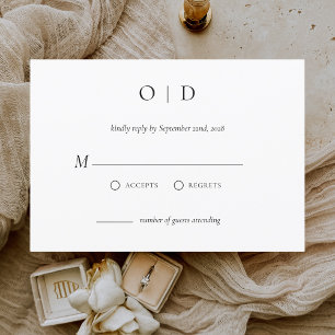 Convites Branco preto simples RSVP Elegante minimalista