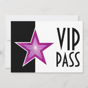 Convites Branco preto 'VIP PASS' de Estrela Rosa