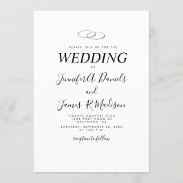 Convites Branco Simples com Casamento de Anéis