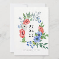Branco vermelho e azul | Floral Salvar a Data Conv