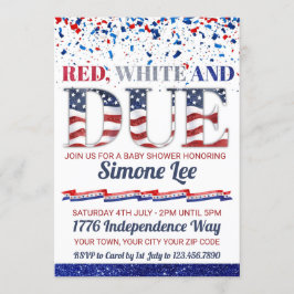 Convites Branco Vermelho e com Chá de fraldas de 4 de julho