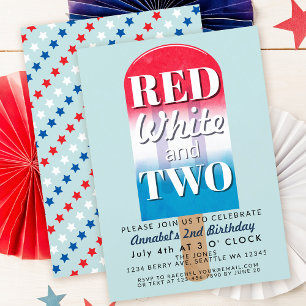 Convites Branco vermelho e dois picolé 4 de julho Aniversár