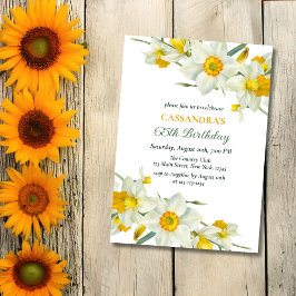 Convites Brancos Amarelos Daffodil Rustic Aniversário Flora