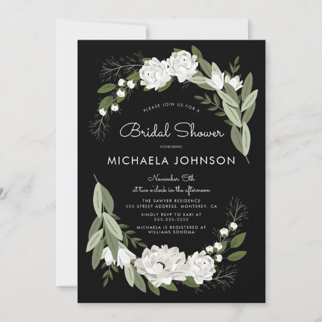 Convites Brancos de Casamento Floral Branco (Frente)