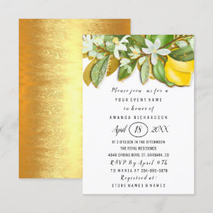 Convites Brancos de limão com ventilador de chá de panela