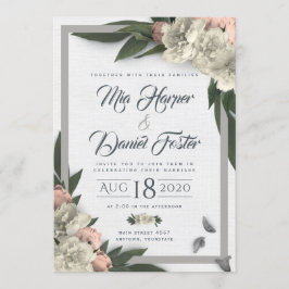 Convites Brancos e Pêssegos Florais