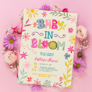Convites Bravo bebê floral caprichoso moderno em chá floral