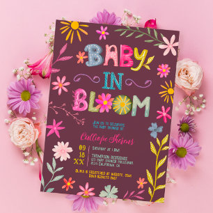 Convites Bravo bebê floral caprichoso moderno em chá floral