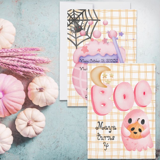 Convites Bravo, fofo, fofo, com 4 anos (Boo its a cute halloween birthday invite)