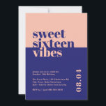Convites Bravo Moderno Doce Dezesseis Vibes Rosa Aniversári<br><div class="desc">Celebrar o aniversário de 16 anos de sua filha ou amada em estilo com o nosso Convite de Aniversário Rosa 'Doce Dezesseis Vibes'! Este convite moderno e ousado é a forma perfeita de dar o tom a um doce e memorável partido de dezesseis. Projetado com tons de cor azul e...</div>
