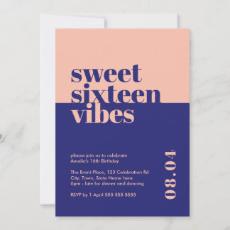 Convites Bravo Moderno Doce Dezesseis Vibes Rosa Aniversári