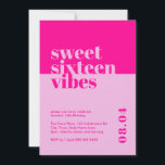 Convites Bravo Moderno Doce Dezesseis Vibes Rosa Aniversári<br><div class="desc">Celebrar o aniversário de 16 anos de sua filha ou amada em estilo com o nosso Convite de Aniversário Rosa 'Doce Dezesseis Vibes'! Este convite moderno e ousado é a forma perfeita de dar o tom a um doce e memorável partido de dezesseis. Projetado com matizes cor-de-rosa vibrantes e fontes...</div>