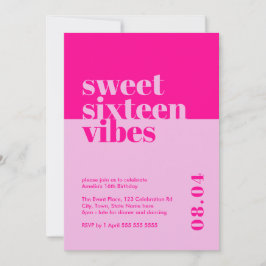 Convites Bravo Moderno Doce Dezesseis Vibes Rosa Aniversári