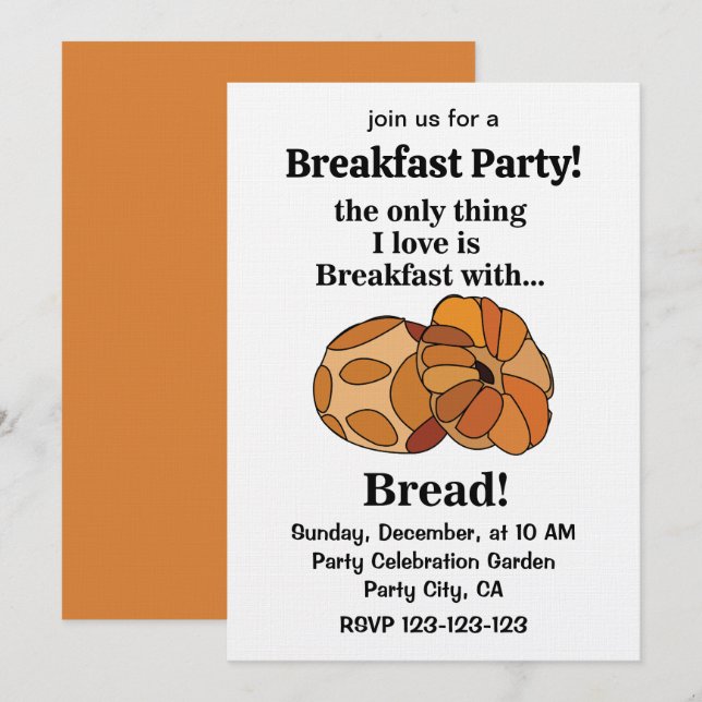 Convites Bread Loaf Breakfast Party (Frente/Verso)