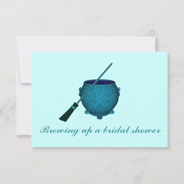 Convites "Break Up a Chá de panela" - Broom & Cauldron (Frente)