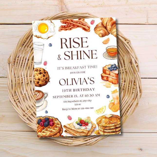 Convites Breakfast Birthday Invitation Brunch Party Kids (Criador carregado)