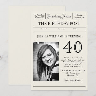Convites "Breaking News" Foto do Posto de aniversário